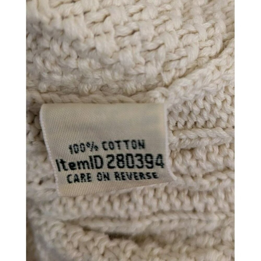 LL Bean Womens Beige Cotton Cable Knit Shoulder Button Sweater M Reg 280394 - Picture 5 of 5